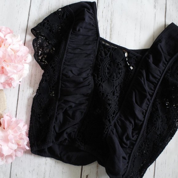 Free People Lace Front Bubble Crop Top - Picture 11 of 11